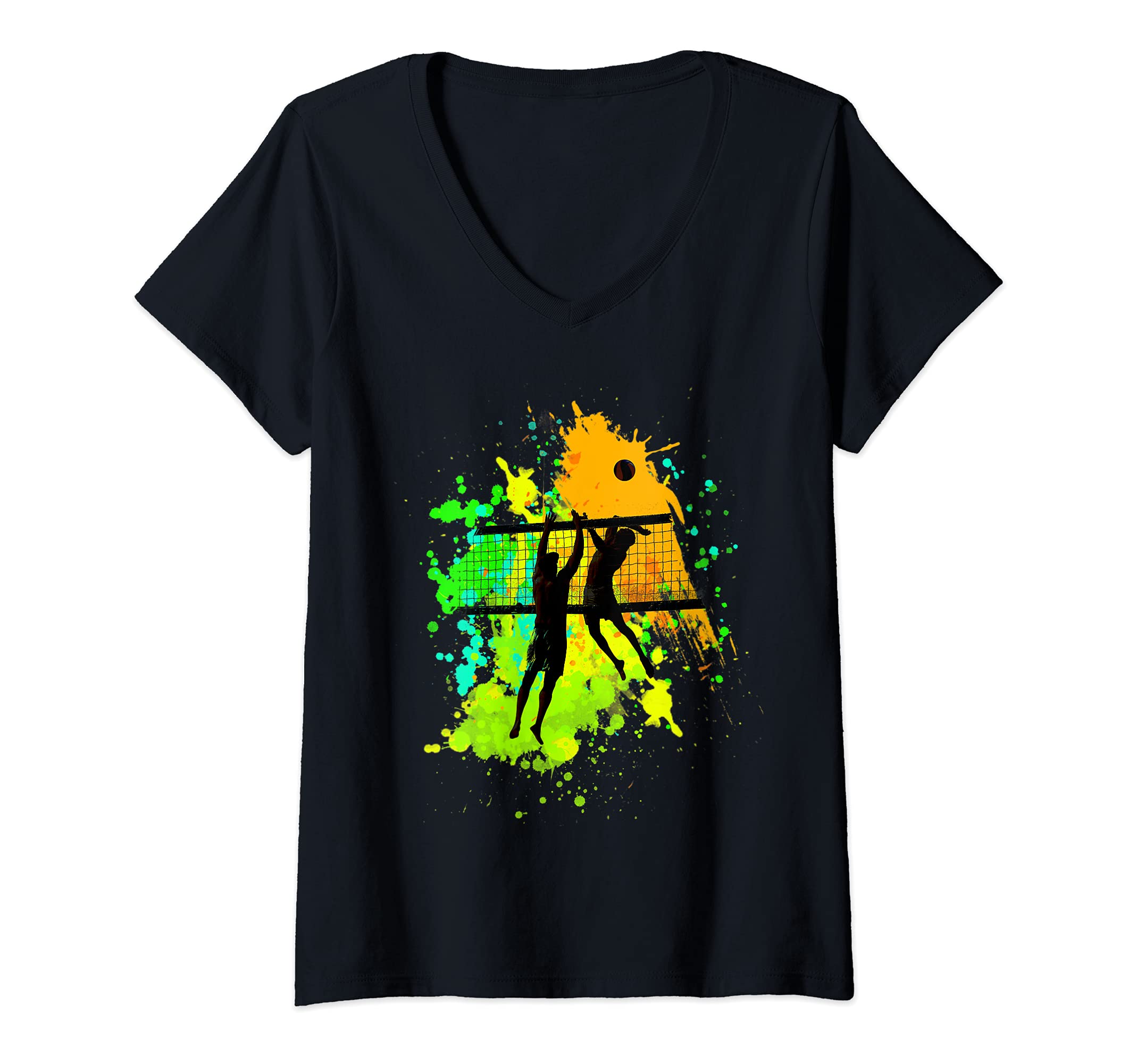 Womens Volleyball serve against the net for Volleyball Players V-Neck T-Shirt