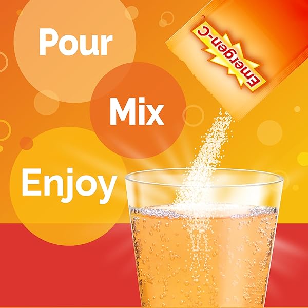 EMERGEN-C CITRUS-GINGER FIZZY DRINK MIX, TURMERIC AND GINGER, IMMUNE SUPPORT, NATURAL FLAVORS WITH HIGH POTENCY VITAMIN C, 18 COUNT