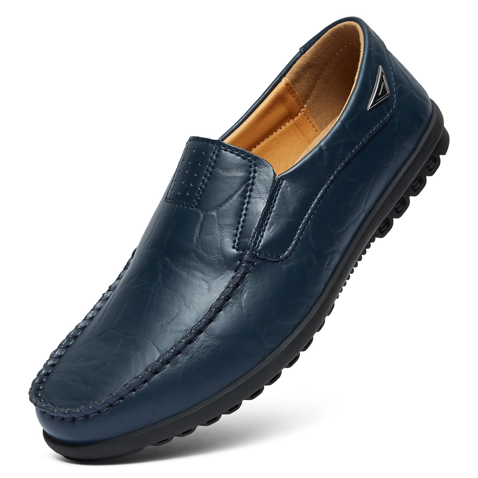 Photo 1 of (13/50) (USED/FAIR) Go Tour Men's Premium Genuine Leather Casual Slip on Loafers Breathable Driving Shoes Fashion Slipper A Blue 13/50