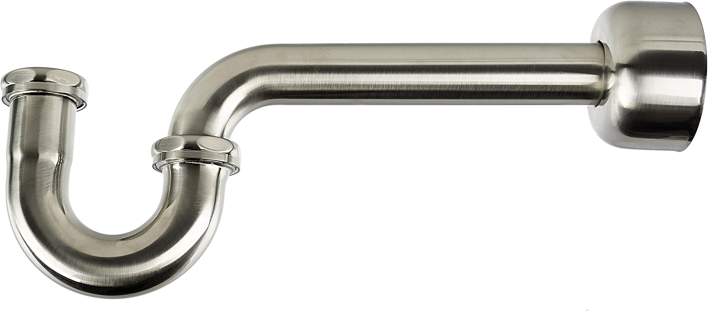 1-1/4 inch Tubular 17 Gauge P-Trap with Box Flange- PVD Satin (brushed) Nickel