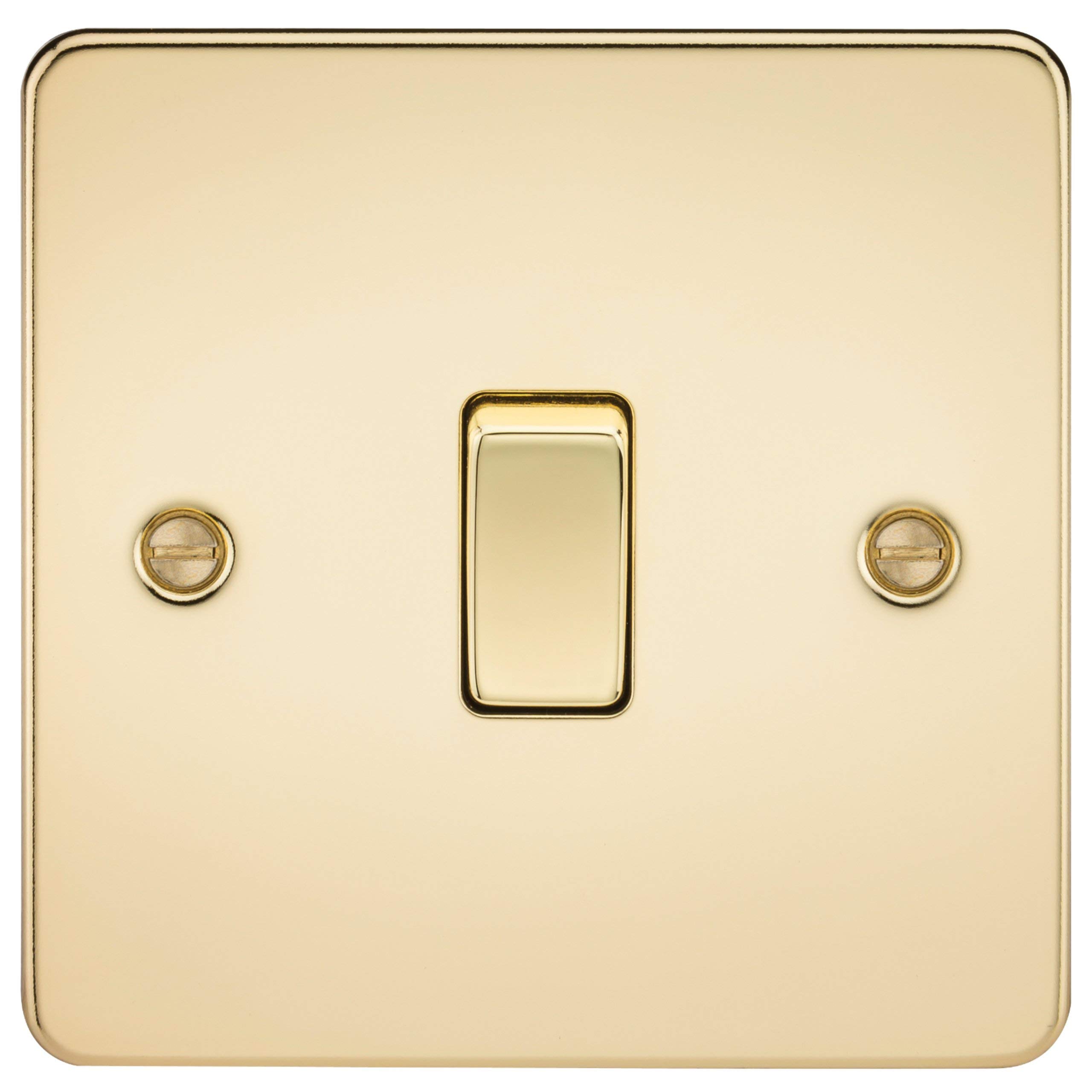 Knightsbridge FPAV2000PB Flat Plate 10A 1G 2 Way Switch-Polished Brass, Poilshed — image 1