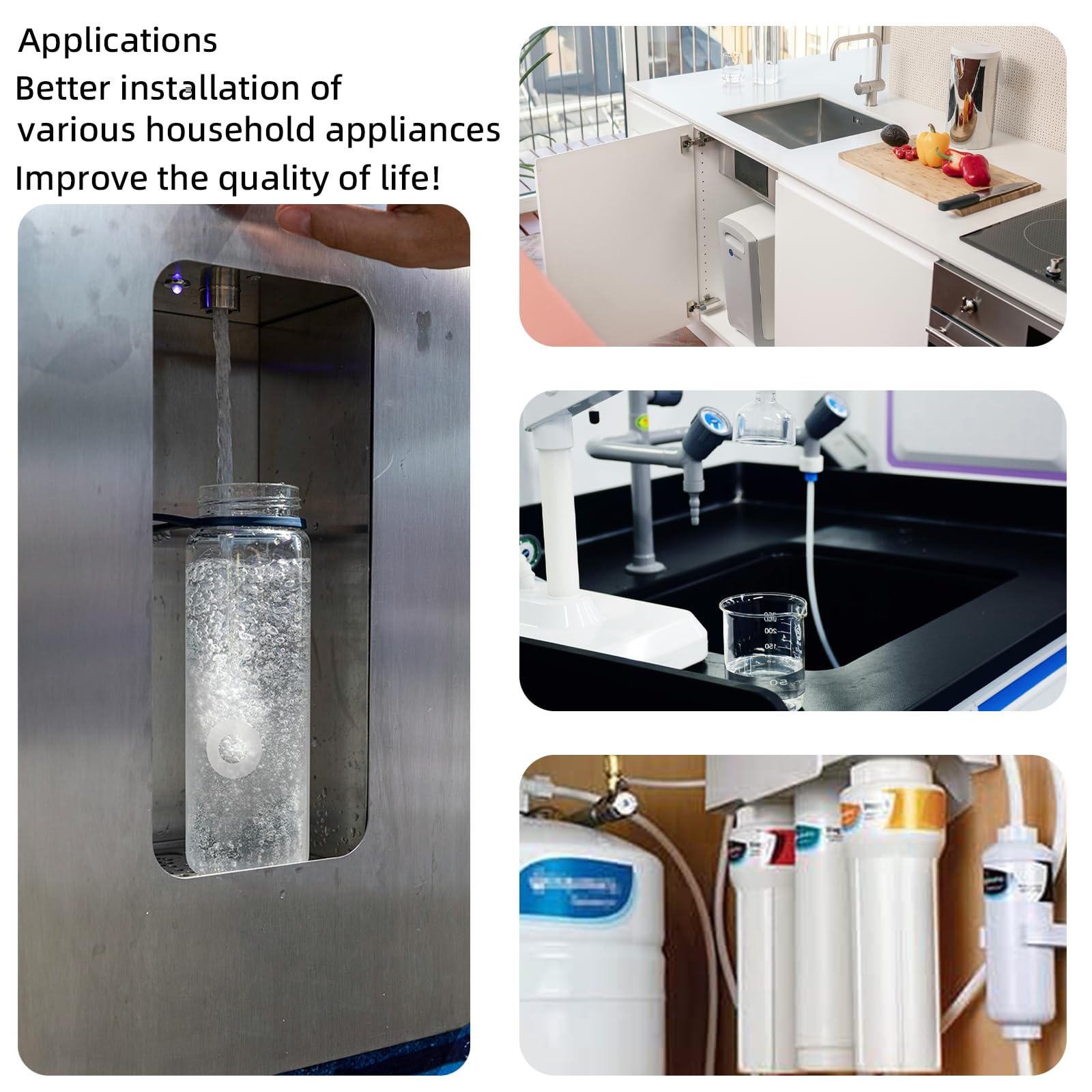 AMZSKU 15m Wasserzulaufleitung Universal Anschluss-Set für Kühlschrank Side by Side. Kühlschrankschlauch, Wasserschlauch 6,35mm(1/4") 7