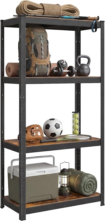 SONGMICS Shelving Unit 40 x 80 x 160 cm Rustic Brown Black 520 kg Load