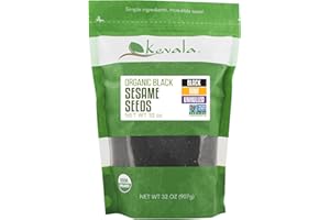 KEVALA Organic Raw Black Sesame Seeds (Unhulled) - Great in Cooking and Baking for a Variety of Dishes and Healthy Snacks, Source of Vegan Protein, Asian Food Staple for Home and Restaurant, 2 lb, 32 oz