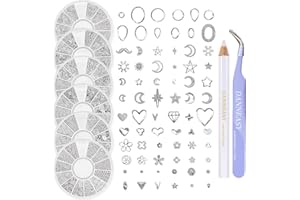 DANNEASY 3D Nail Charms Nail Jewels Silver Nail Art Charms Charms for Nails Metal Nail Studs Nail Jewelry for Acrylic Nails DIY Craft Nail Decoration (6 Boxes)