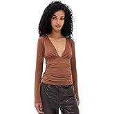 Susana Monaco Women's V Neck Gathered Top