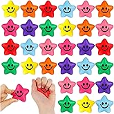 MCPINKY 32PCS Star Stress Balls for Adults & Kids, Fidget Sensory Toys Colorful Foam Smile Face Stress Balls for Birthday Graduation Party Favor Goodie Bags Stuffer Carnival Prizes, 2inch