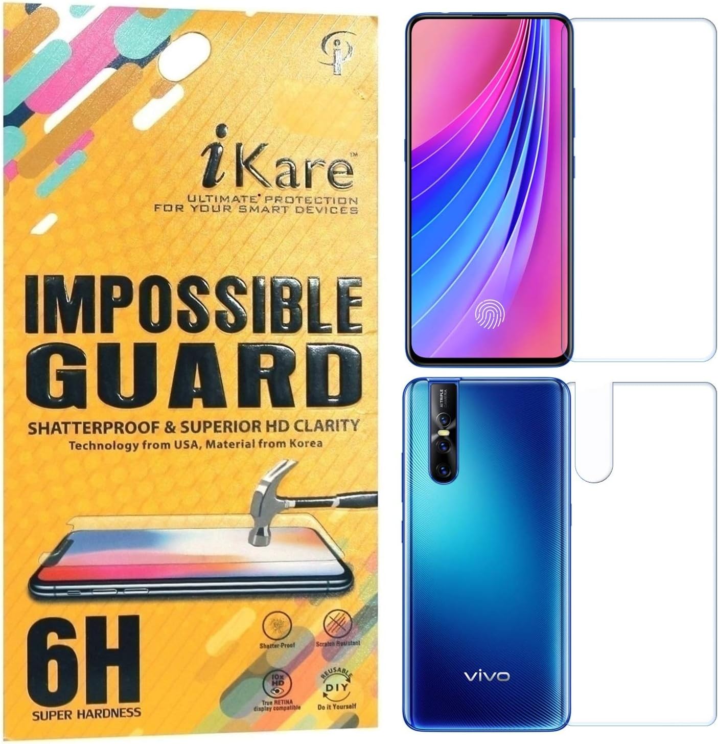 iKare Front & Back Fiber Impossible Screen Guard For Vivo V15