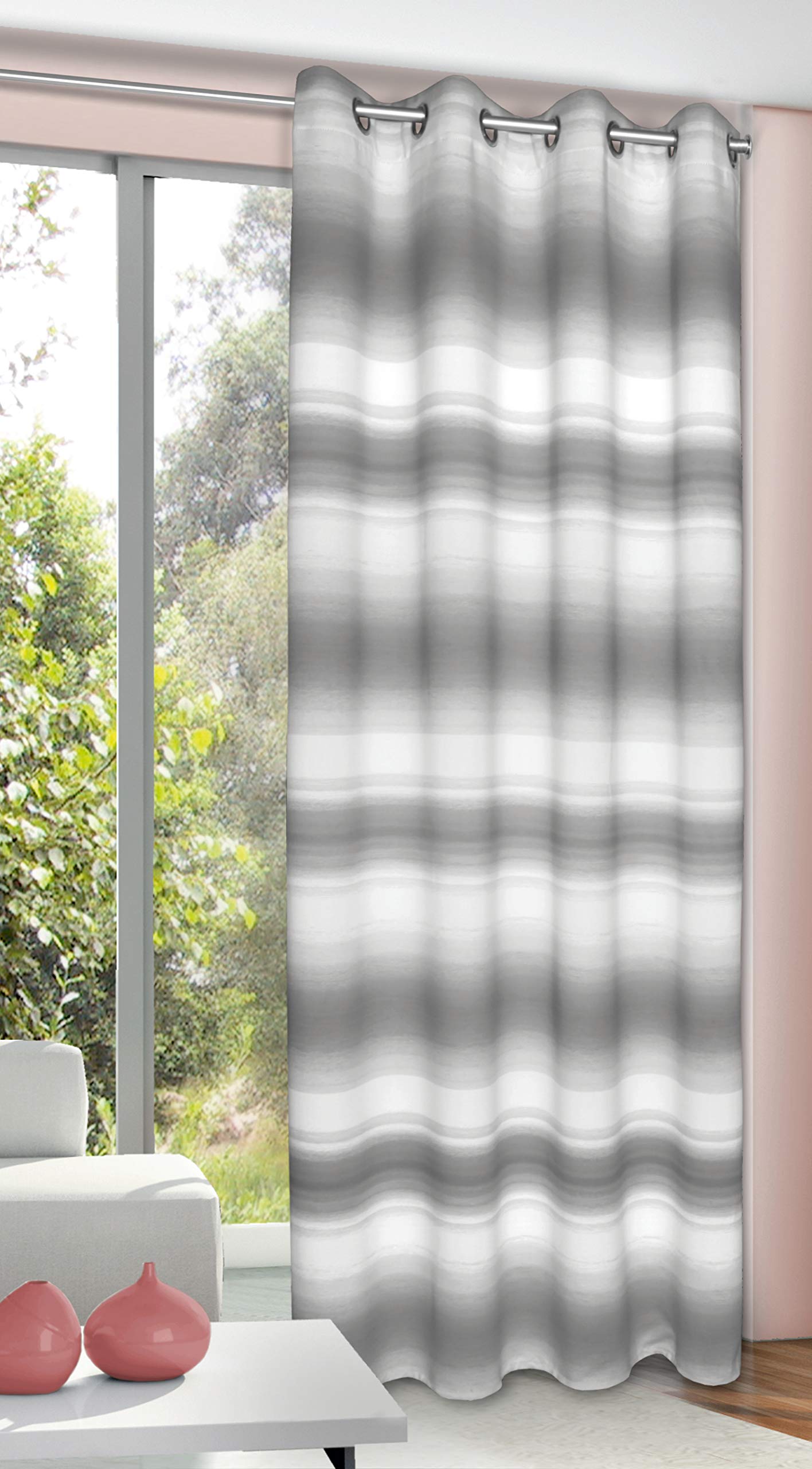 Albani Curtain with 8 Eyelets/Florida / 245 x 135 cm, Grey, 245x135 cm