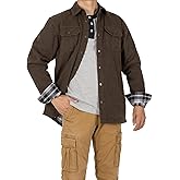 ZENTHACE Men's Heavy Washed Rugged Cotton Shirt Jac Outdoorsy Utility Jacket(Full Flannel Lined)
