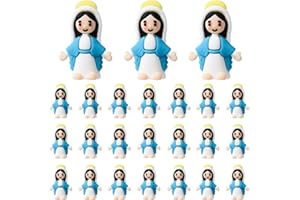 ARCHCRTC 30 Pcs Little Virgin Mary Figurines Miniature Virgin Mary Doll to Hide and Seek Classic Religious Gifts for Sunday Easter Eggs Stuffers Baptism Gift (30,Blue)