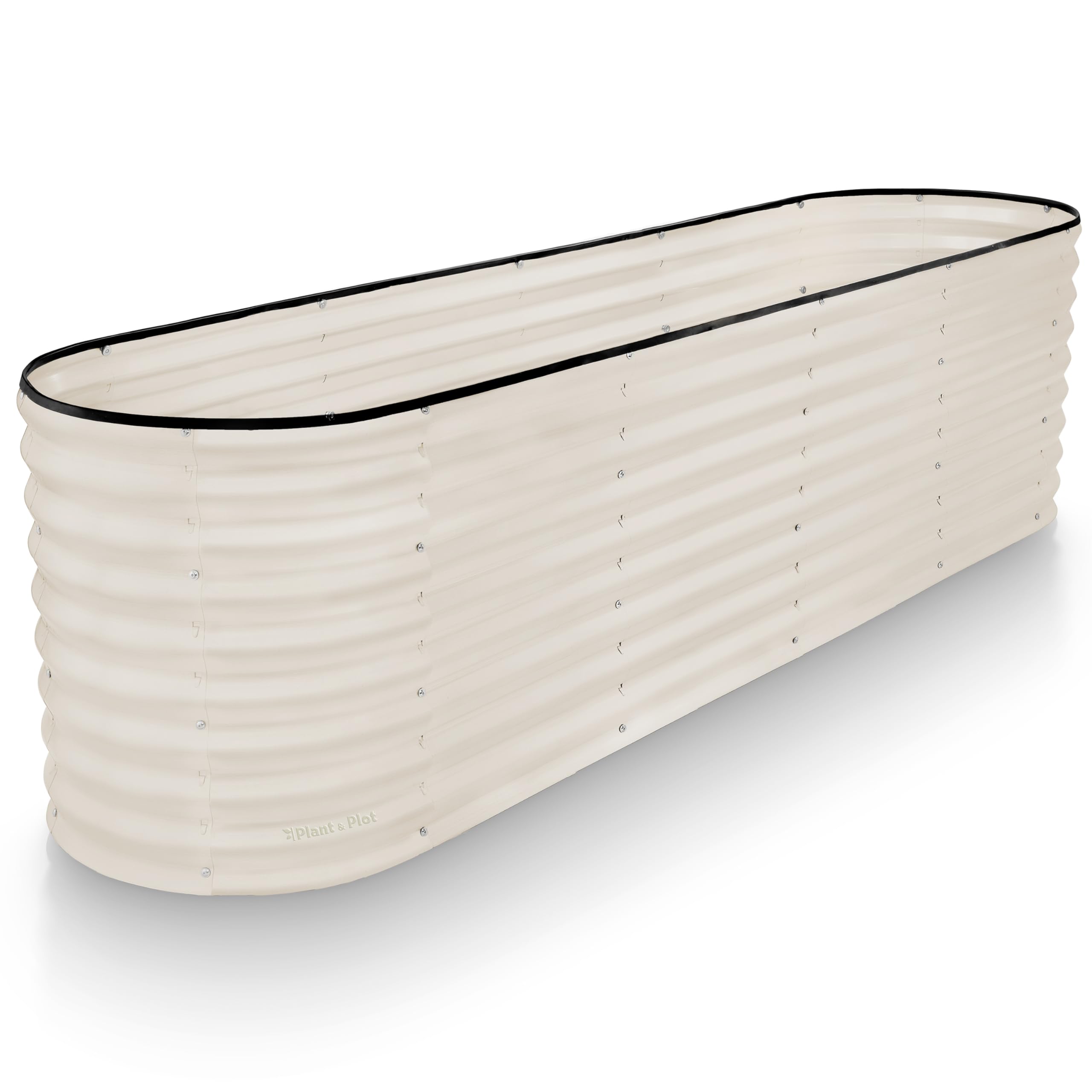 Plant & Plot Galvanized Raised Garden Beds Outdoor // 8×2×2 ft Planter Raised Beds for Gardening, Vegetables, Flowers // Large Metal Garden Box (White) // Patented Tool-Free Design Image