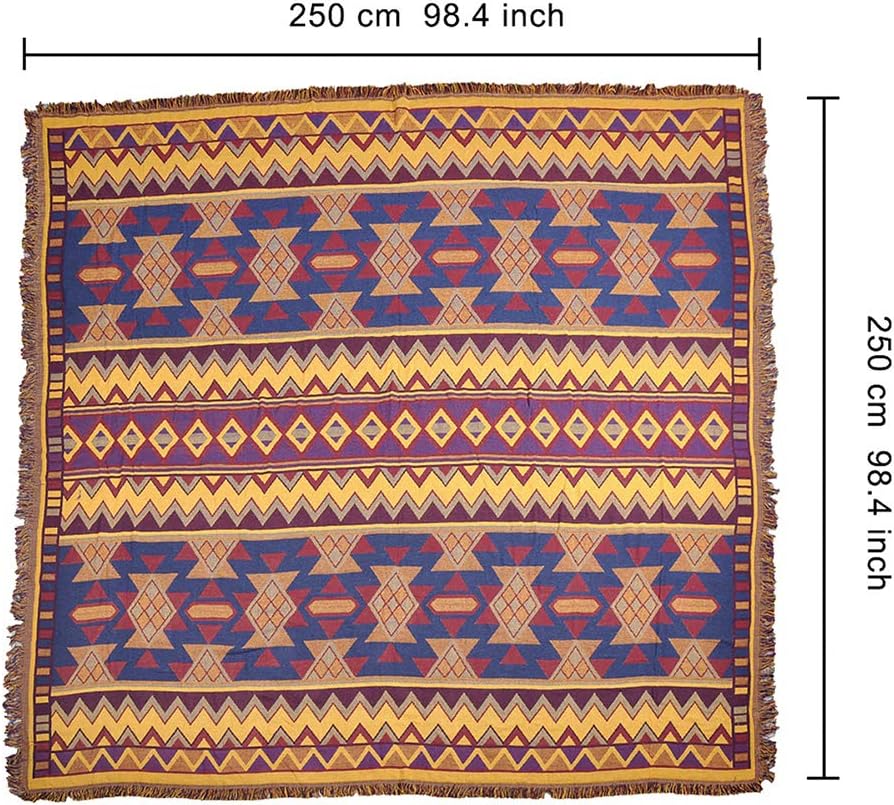 RAIN QUEEN Kilim Rug Indian Rag Rug,Bohemian Throw Blanket for Sofa Chair Cover Tablecloth Large Traditional Boho Throw Blankets for Hallways,Living Rooom - Image 3