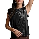 Tankaneo Women Sparkle Casual Tank Tops Summer Sleeveless Crewneck Vest Glitter Muscle Tee Shirts