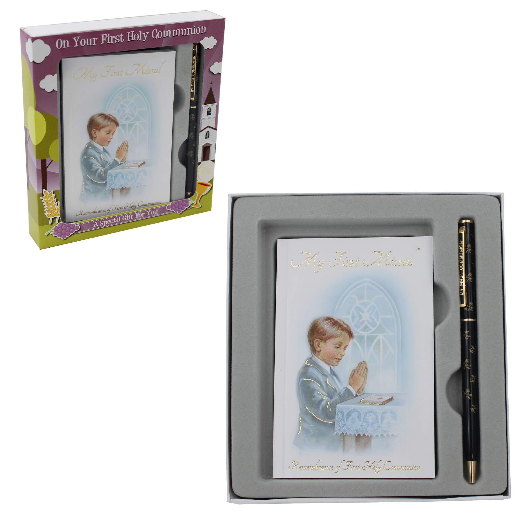 First Holy Communion Gift Set Boy Missal Book, Pen C5168 6811