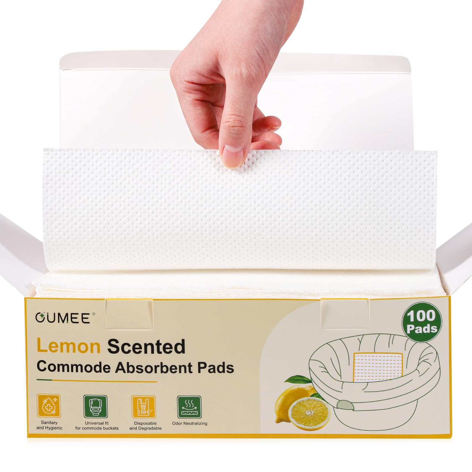 Photo 1 of 100 PCS Lemon Scented Absorbent Commode Pads for Bedside Commode Bucket, Commode Liner Pads with Absorbent Gel, Potty Liner Pads for Adults Seniors Portable Toilet Pad Bedpans