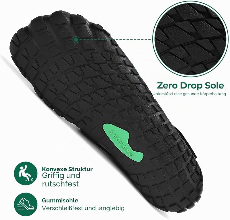 Barfußschuhe Herren Barfussschuhe Damen Barfuss Schuhe Outdoor Zehenschuhe Leicht Fitnessschuhe Traillaufschuhe mit Breite Zehenbox, Nimble Ⅰ - Barfußschuhe Schwarz A, Gr.42 EU