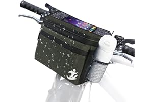GOTINSN Bike Basket front Bag Bicycle gear Insulated Handlebar Bag with Touch Screen Phone Holder Frame Tube Bag 6L Storage Bag Keep Cooling with Mesh Pockets for Men Women Riding Picnic Camping Green