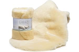 Desert Breeze Distributing Genuine New Zealand Baby Sheepskin, 100% Natural, Soft Shorn Wool, Soothing Comfort, All Seasons, Size Large LRG 34-36 inches in Length