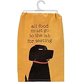 Primitives by Kathy Decorative Kitchen Towel - All Food to The Lab for Testing, Yellow, Black, Cream, Red, Small