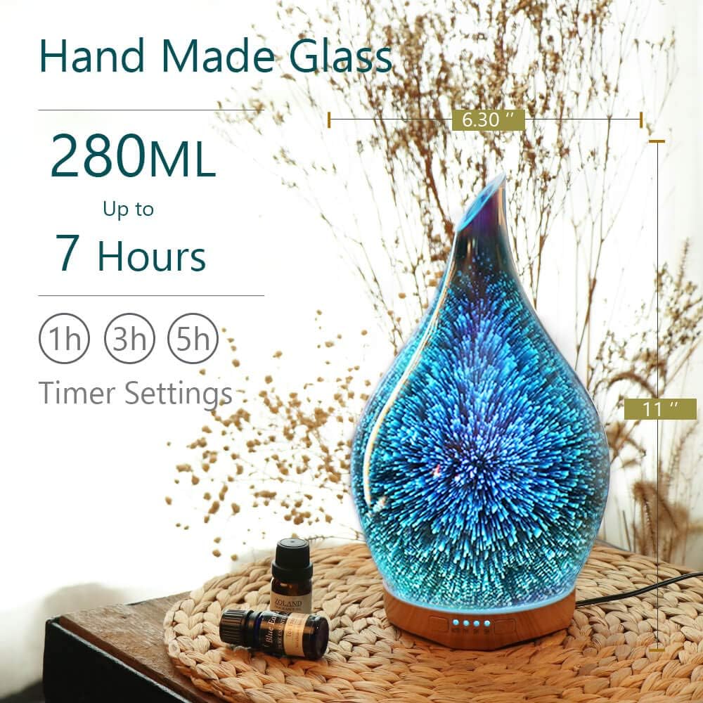 Porseme Essential Oil Diffuser Glass,280ml Scented Oil Diffuser Relaxing Aromatherapy - Image 3