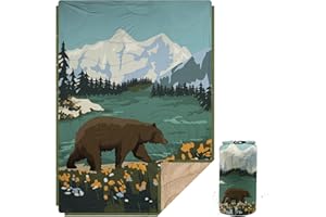 KawaGebo Kamp Outdoor Camping Blanket with Sherpa Lining, Extra Warm Thick Camp Blankets and Puffy Ultralight Soft Poncho DWR Camping Quilt for Cold Weather, Adventure, Sleeping, Backpacking 78"x 56"