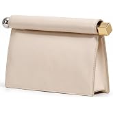 Rolled Magnetic Clutch Purse for Women, Evening Bag with Removable Chain | Chic 2-Way Wear: Carry as a magnetic rolled evening clutch or attach the chain strap for an elegant single-shoulder bag.