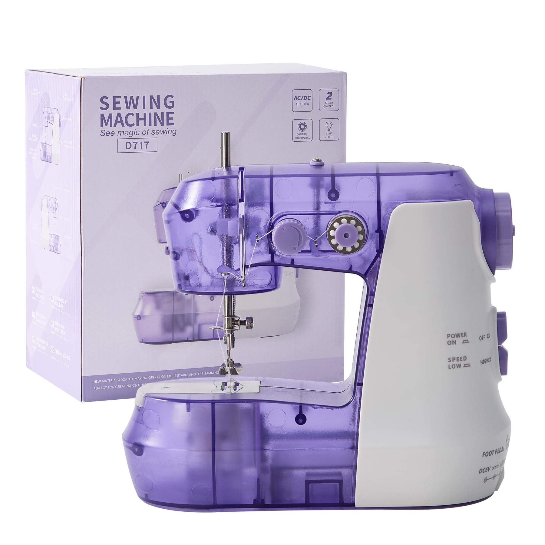Photo 1 of Vniltyc Mini Sewing Machine for Beginners,Electric Portable Sewing Machine with Foot Pedal,Dual Speed Adult Sewing Machines with Light,Lightweight,Purple