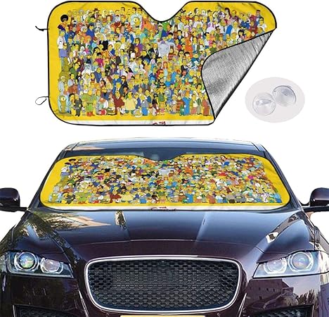 Amazon シンプソンズ3 車用 サンシェード 取り付けが簡単 折り畳み式 軽量の日除け 吸盤4個付き カー用品 プライバシー保護 車中泊 仮眠 盗難防止 車カバー 防水雪対策 99 紫外 落葉対策 普通車 軽自動車 Suvに適用 夏冬兼用70 130cm サンシェード 車 バイク