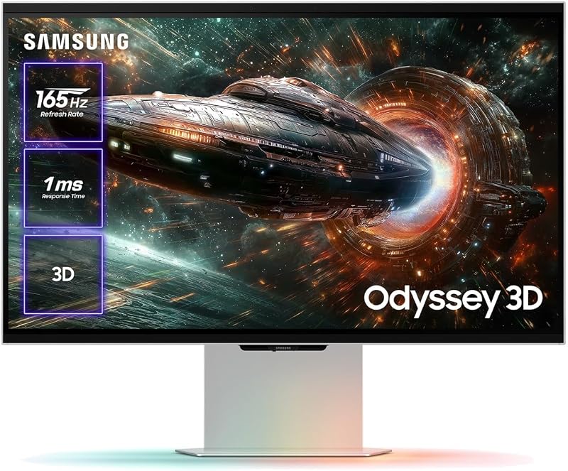 Odyssey 3D G90XF Gaming Monitor 4K 3840 x 2160, 16:9, 165Hz, 1ms(GTG), Experiência 3D sem óculos, AI 3D Video, Odyssey 3D Hub, Mercury Silver, compatível com G-Sync, LS27FG904XUXEN