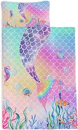 HOSIMA Pink Mermaid Tail Nap Mat with Pillow for Kids - Daycare Bedding Set view 3