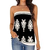 Womens Tube Tops Summer Casual Backless Strapless Tank Blouse Off The Shoulder Tunic Shirts