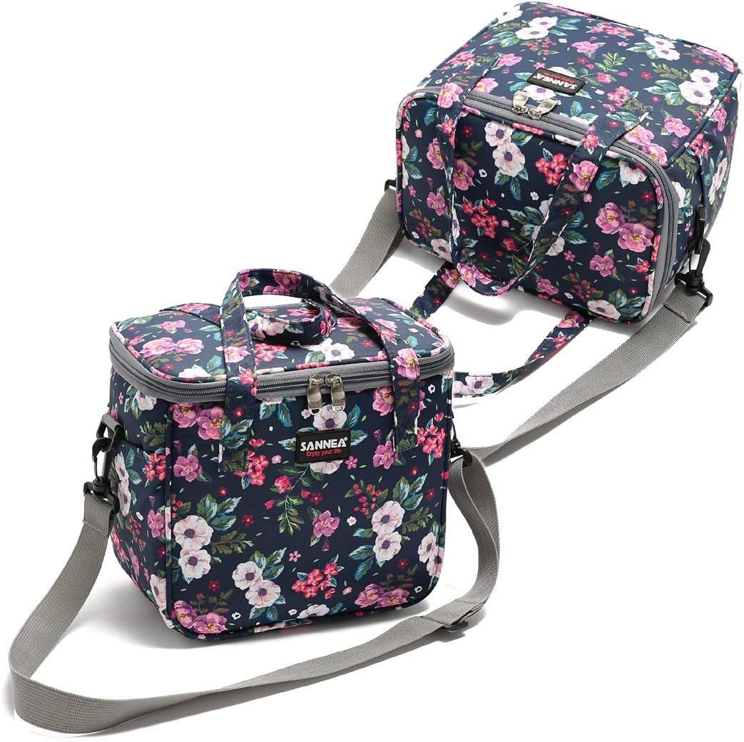 Samerio Femme Sac Isotherme Reutilisable Lunch Tote Isole Lunch Box Bag Pour Les Enfants Fille Sac Isotherme Repas Portable Avec Bandouliere Reglable Pour Voyage Camping Pique Nique Boulot Flower Sacs Repas Cuisine Maison
