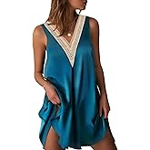 Ekouaer Womens Satin V Neck Nightgown Sleeveless Tank Sleepwear Nightdress