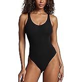 PAVOI ACTIVE Deep V Neck Bodysuit for Women – Double Lined Scoop Back Sleeveless Bodysuits Sexy Thong - Everyday Essentials