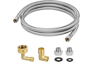 JUWO 6 FT Dishwasher Installation Kit, Stainless Steel Dishwasher Water Supply Line with 3/8" Compression Dishwasher Connectors, Short Distance Connection