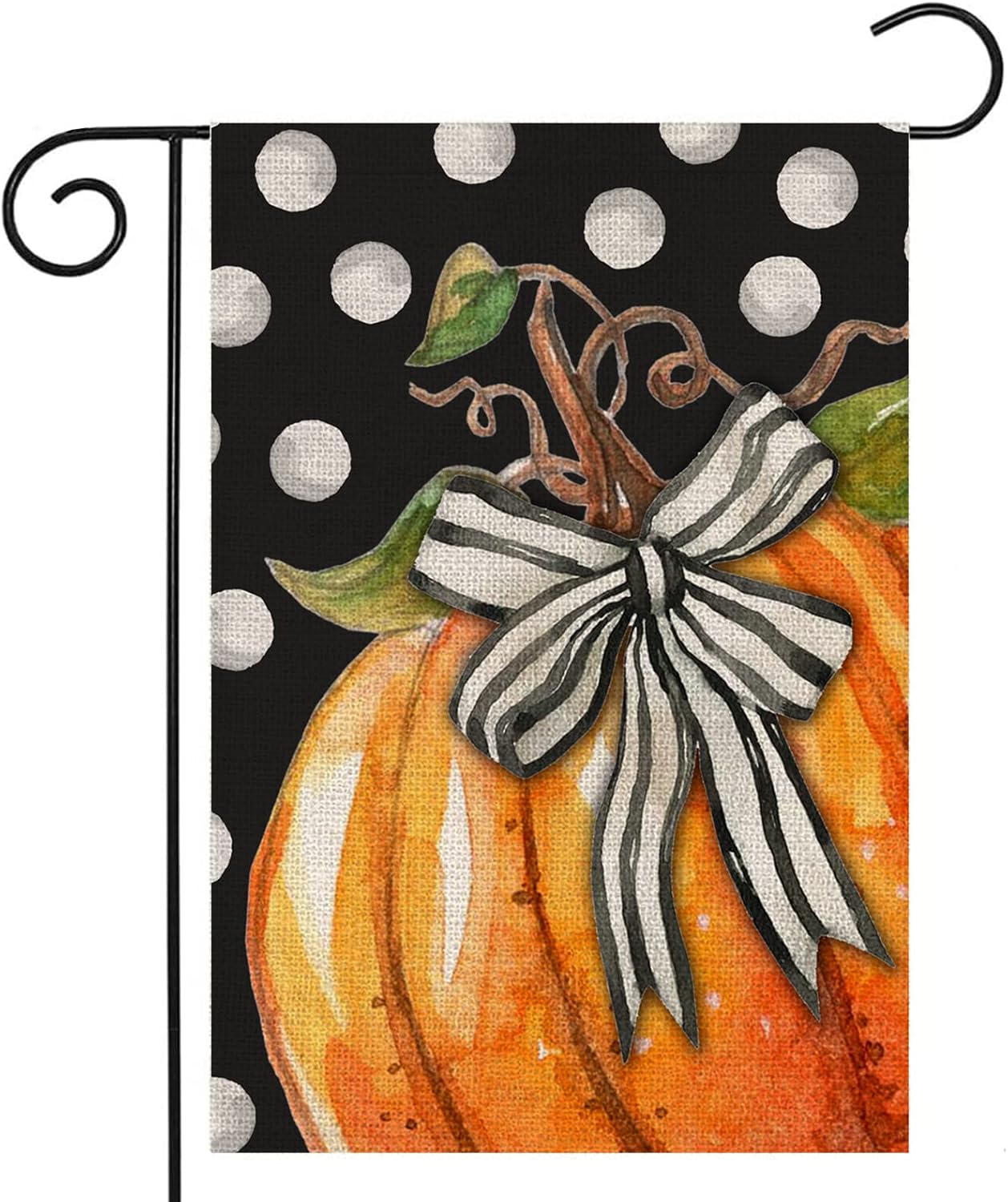 Flags - Fall Garden Flag 12x18 Inch Double Sided, Thanksgiving Pumpkin with Bowknot White Dots Small Yard Flags for Outdoor,Seasonal Decor for Seasonal Autumn Farmhouse Outside Holiday