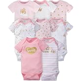 Gerber Baby Girls 8-Pack Short Sleeve Onesies Bodysuits