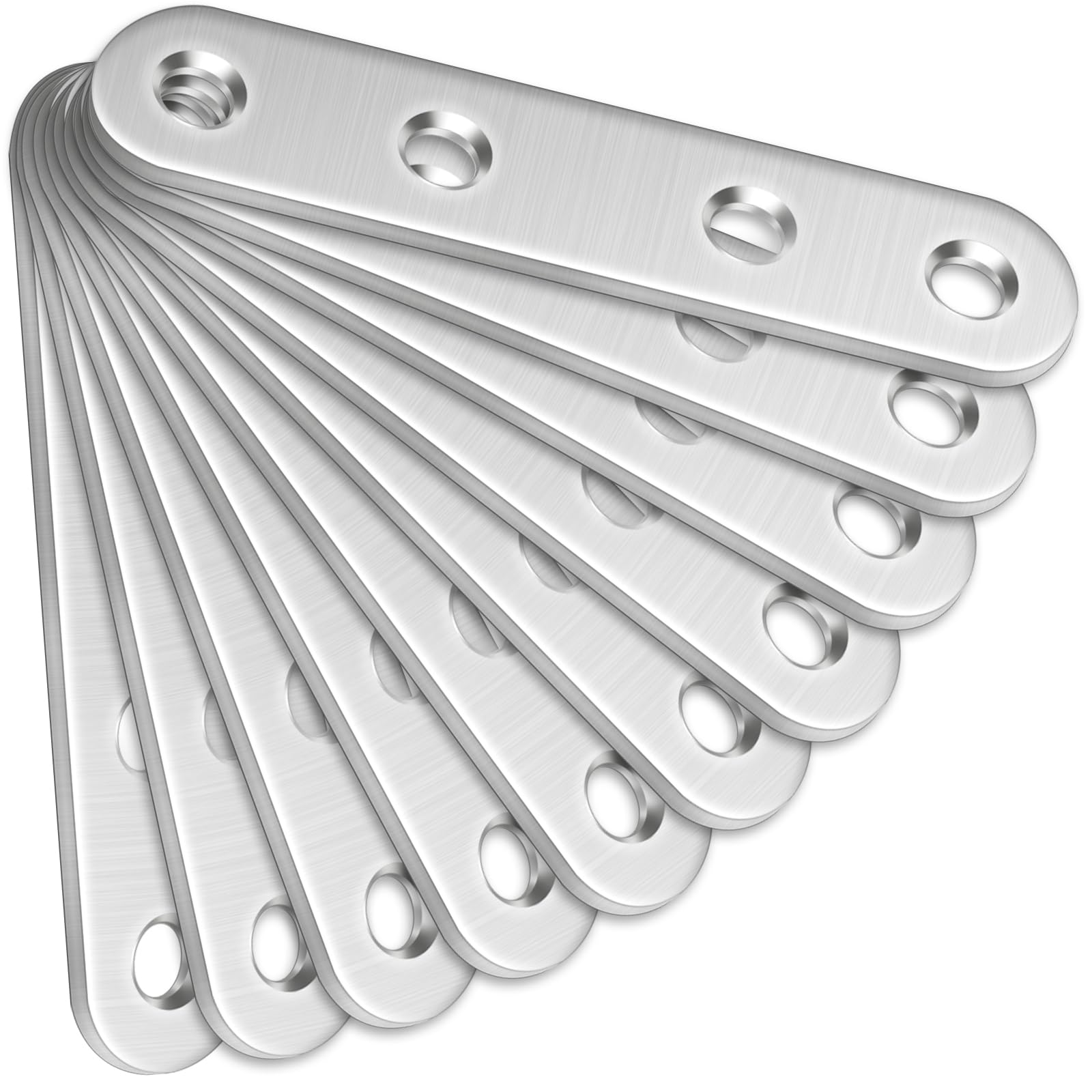 10 Pcs Straight Brackets (80 x 16 x 2mm), Bolatus Stainless Steel Mending Plates Connecting Plates Flat Straight Brace Brackets with Holes Metal Joining Plates for Wood