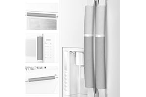 ELCOOR Refrigerator Door Handle Covers,5pcs, Safeguard Your Kitchen and Appliances and Keep Them Clear of Grease, Stains etc. Upgrade Your Kitchen Decor with Original Design,Timesaver! (Grey/Platinum)