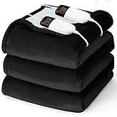 Heated Electric Blanket King Size - 90" x 100" Heating Blanket with Dual Control, 10 Heating Levels & 8 Hours Auto Off, Soft Warm Flannel Blanket, Christmas Birthday Gifts for Senior Grandma