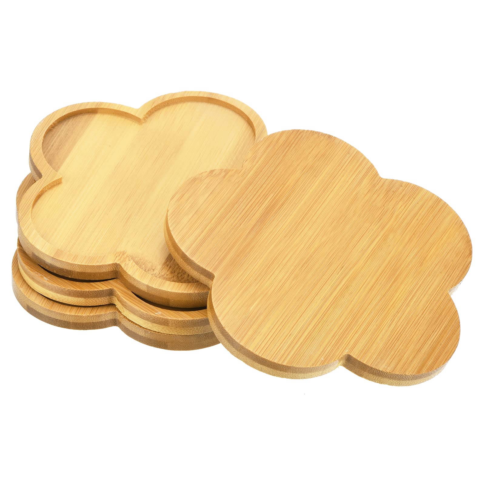 PATIKIL Plant Pot Saucer 5.5 Inch, 4 Pack Bamboo Flower Shape Drip Tray for Home Indoor