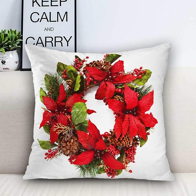 Kids Bedding Wreath Green Pine Cone Red Flowers Floral Double