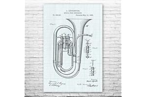 PATENT EARTH Concert Tuba Poster Print, Musician Gift, Marching Band Art, Music Class Decor, Tuba Wall Art, Music Teacher Gift Graph Paper (11 inch x 14 inch)