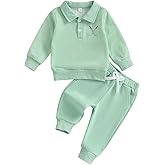 Amnnchya Toddler Boy Girl Golf Outfit Stripes Long Sleeve Sweatshirt Shirt Cute Pants Set Kids Baby Fall Winter Clothes