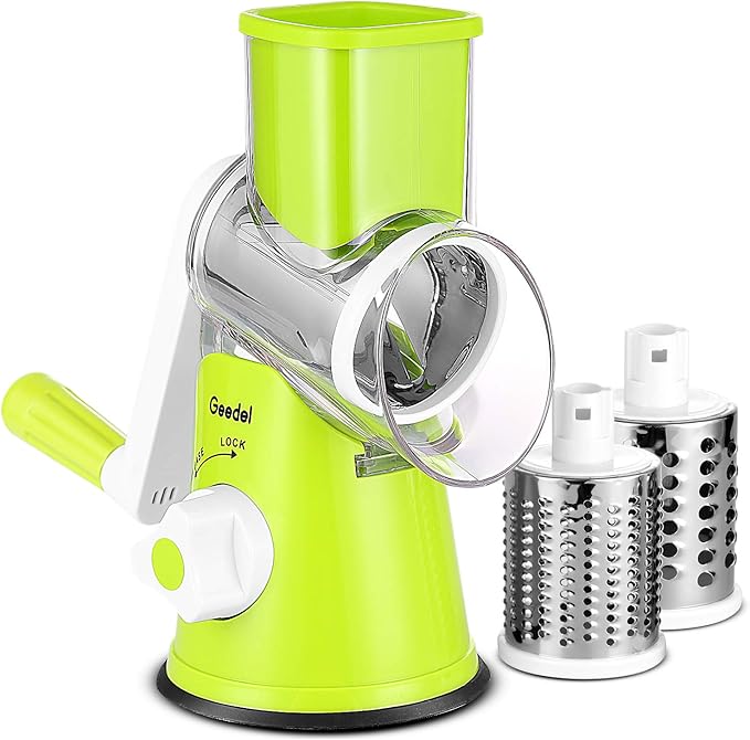 Geedel Rotary Cheese Grater, Kitchen Mandoline Vegetable Slicer with 3
