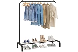 UDEAR Clothing Rack Portable Single Rod Garment Rack Multi-Functional Hanger for Bedroom,Black