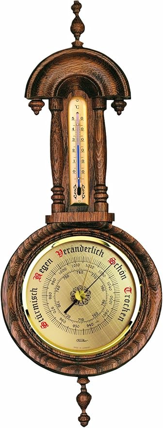Fischer Traditionelle Wetterstation Barometer Thermometer Nussbaumfarben Amazon De Kuche Haushalt