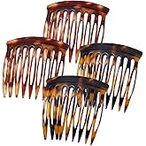 HYFEEL Hair Side Combs - Small French Side Hair Comb Clips for Women Decorative French Twist Hair Styling Accessories -4 Pcs (Tortoise, Brown)