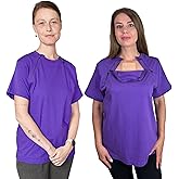 Inspired Comforts Women's Chemotherapy Port Access Half Sleeve Shirt with Dual Zip Access |100% Cotton